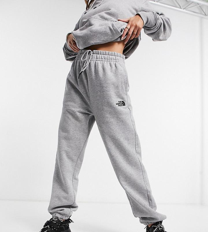 The North Face Oversized Essential Sweatpants In Gray Exclusive At Asos-grey