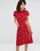Trollied Dolly Pocket Rocket Strawberry Print Dress With Pocket Detail - Blue