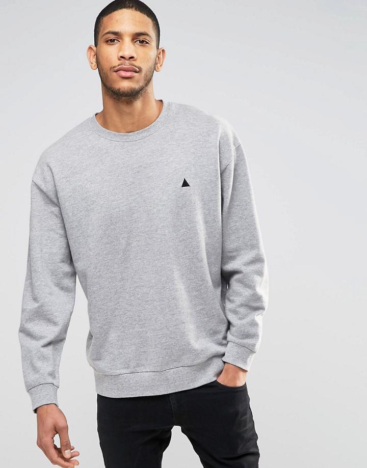 Asos Oversized Sweatshirt With Embroidery In Gray Marl - Gray Marl