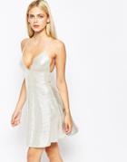 Oh My Love Cami Skater Dress - Silver Foil