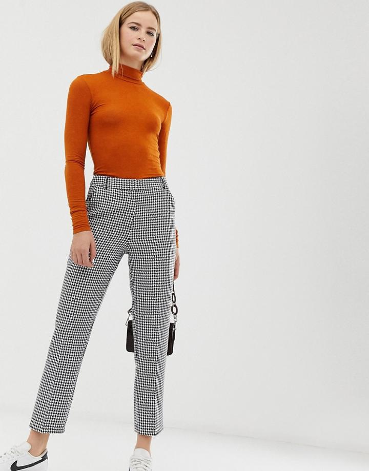 Asos Design Ultimate Slim Cigarette Pants In Mono Dogstooth - Multi