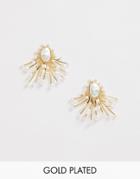 Asos Edition Gold Plated Stud Earrings With Faux Fresh Water Pearls - Gold