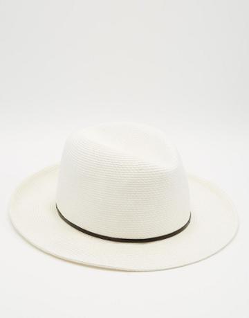 Catarzi Fedora Wide Brim Straw Hat - White