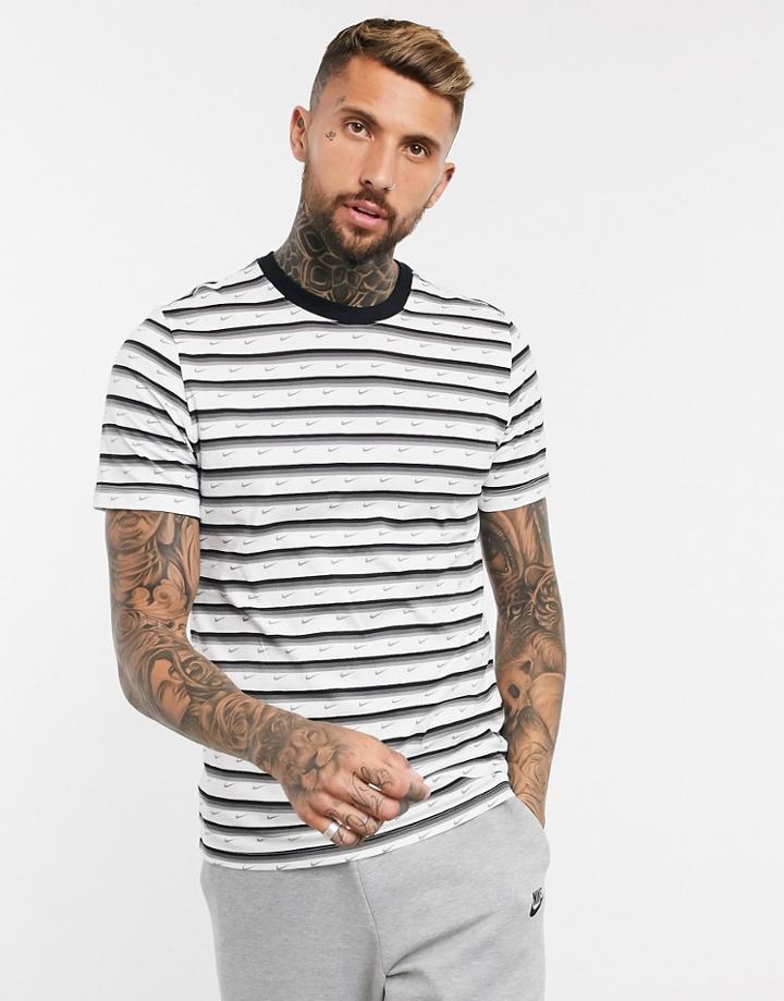 Nike Club Stripe Logo T-shirt In Black/white