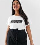 New Look Curve Fabulous Logo Tee In White - White
