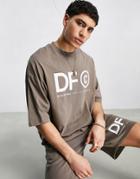 Asos Dark Future Oversized T-shirt With Logo Graphic Print In Chocolate Brown - Part Of A Set