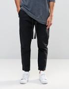 Asos Slim Cropped Pants In Crinkle Effect Fabric - Black