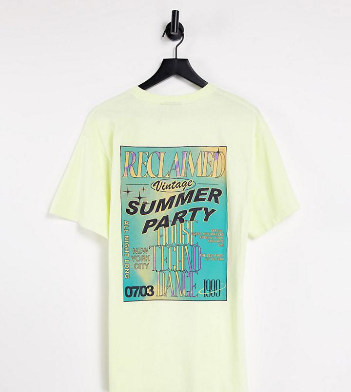 Reclaimed Vintage Inspired Summer Party Back Print T-shirt In Yellow