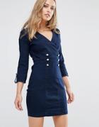 Supertrash Deyonce Denim Button Detail Dress - Blue