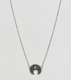 Reclaimed Vintage Inspired Boho Turquoise Stone Pendant Necklace - Silver