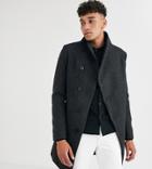 Religion Tall Funnel Neck Asymmetric Overcoat In Gray Marl Houndstooth - Gray