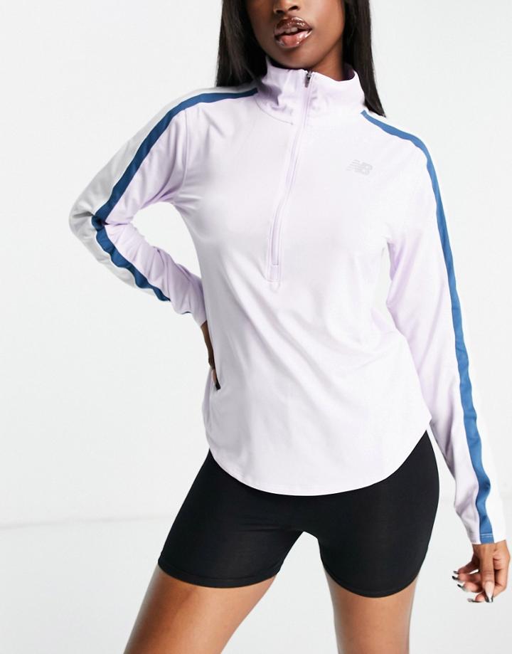 New Balance Running Accelerate Half Zip In Lilac-purple