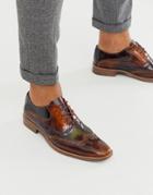 Silver Street Leather Lace Up Shoe In Tan & Oxblood