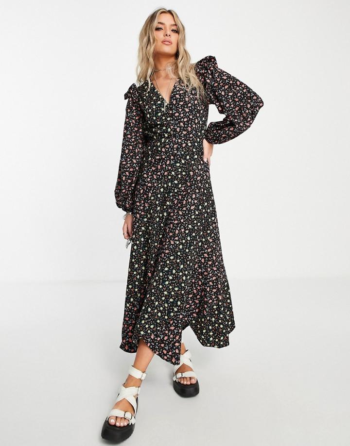 Topshop Mixed Floral Poplin Chuck On Dress-multi