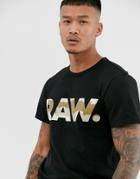 G-star Raw. Organic Cotton Camo Large Logo T-shirt In Black - Black