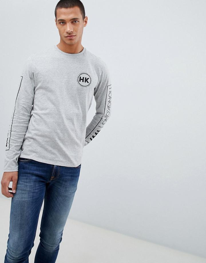 Threadbare Printed Long Sleeve Top - Gray