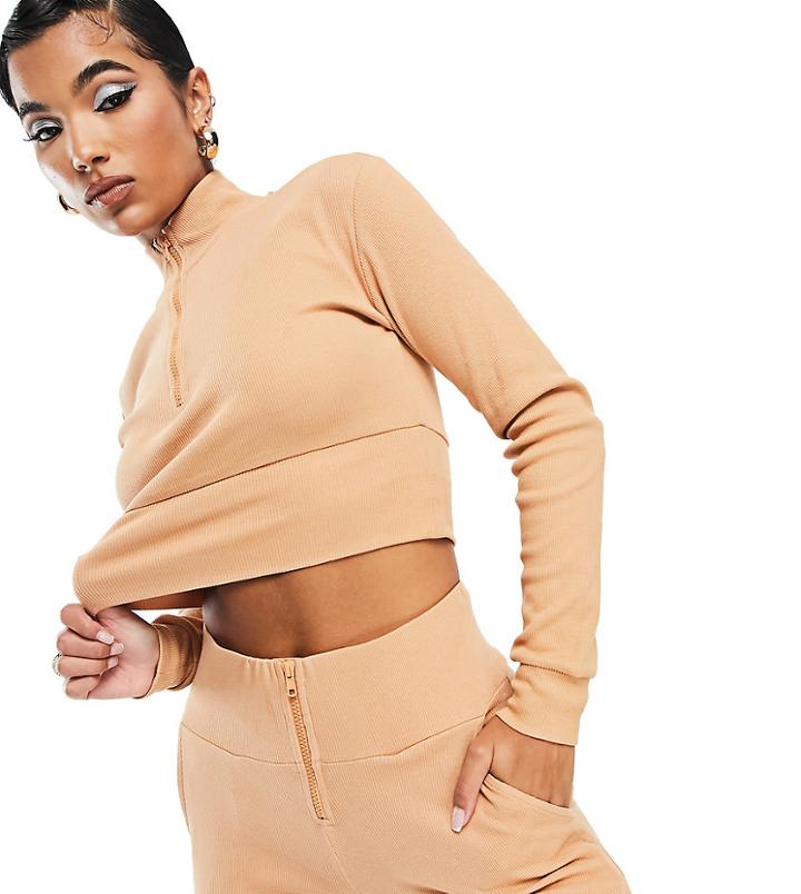 Asyou Set Rib Flare Pants In Sand-orange