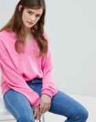 Asos Design Oversized Sweater With Deep V Neck - Pink