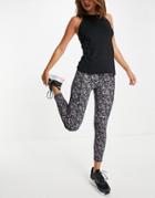Cotton: On Active 7/8 Leggings In Black Abstract Print