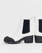Asos Design Remy Chunky Chelsea Boots In White - White