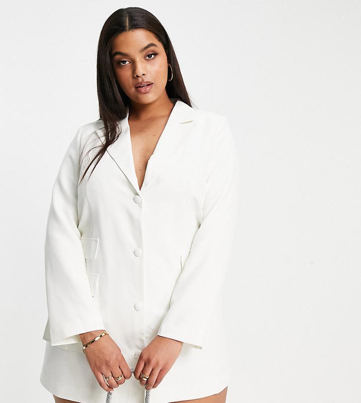 Extro & Vert Plus Utility Blazer Dress In Off White