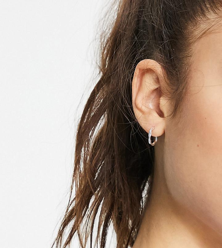 Asos Design Sterling Silver Hoop Earring In Melt Design