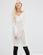 Minimum Torun Longline Textured Sweater - White