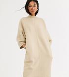 Monki Cocoon Shape Midi T-shirt Dress In Beige - Beige