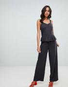 Vila Cami Jumpsuit With Ruffle Detail - Black