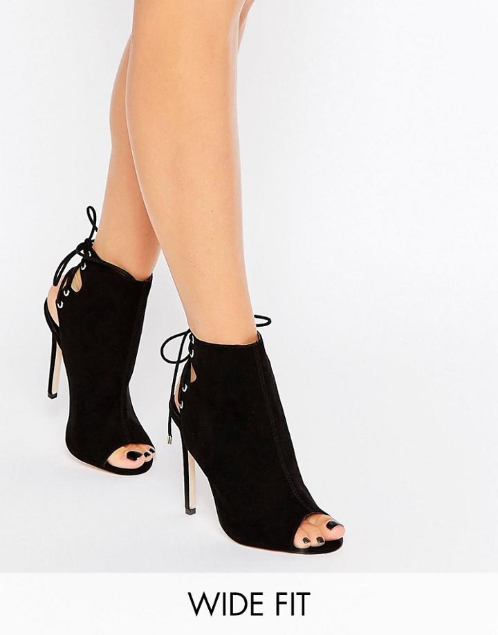 Asos Elevate Wide Fit Lace Up Heeled Boots - Black