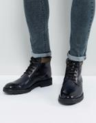 Base London Panzer Leather Lace Up Boots In Gray - Gray