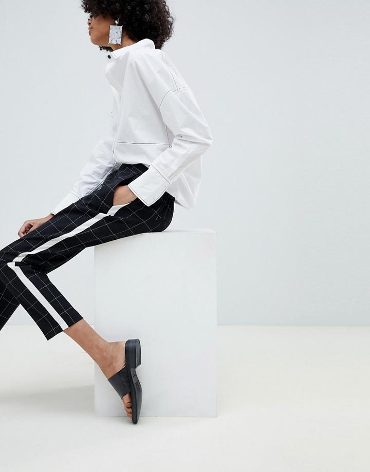Asos Design Grid Check Side Stripe Pants - Black