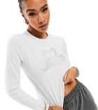 Asyou Long Sleeve Hot Fix Graphic T-shirt In White