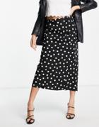 Topshop Spot Bias Midi Skirt In Monochrome-black