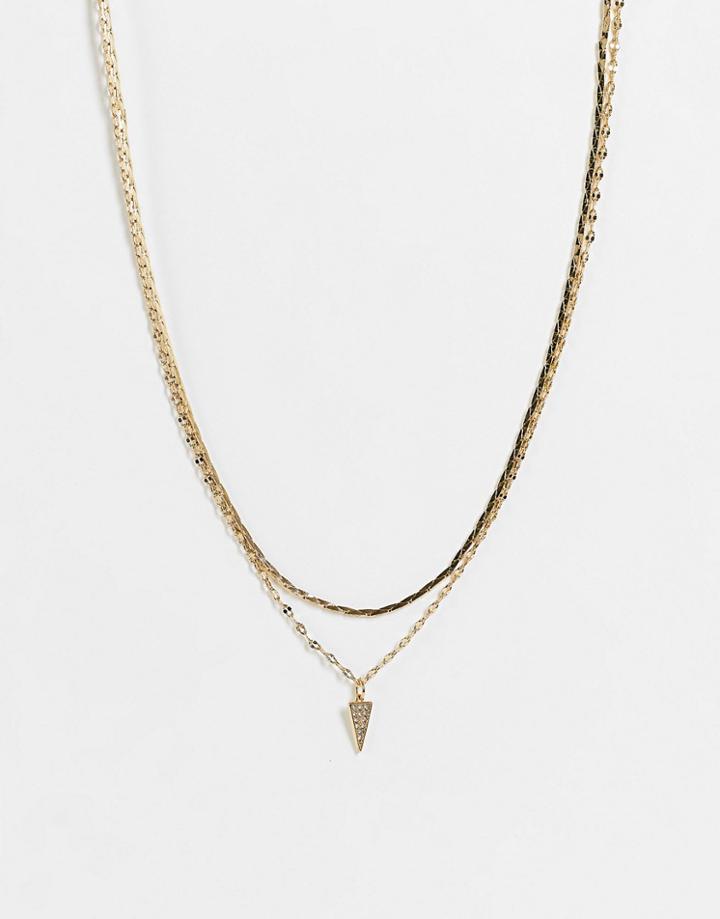 Topshop Pave Triangle Pendant Multirow Necklace In Gold