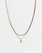 Topshop Pave Triangle Pendant Multirow Necklace In Gold