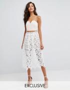 Missguided Premium Lace Full Midi Skirt - Cream