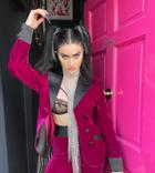 Labelrail X Sophia Hadjipanteli Velvet Slim Fit Suit Jacket In Plum - Part Of A Set-red
