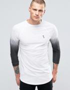 Religion 3/4 Sleeve T-shirt With Raglan Fade Detail Sleeve - White
