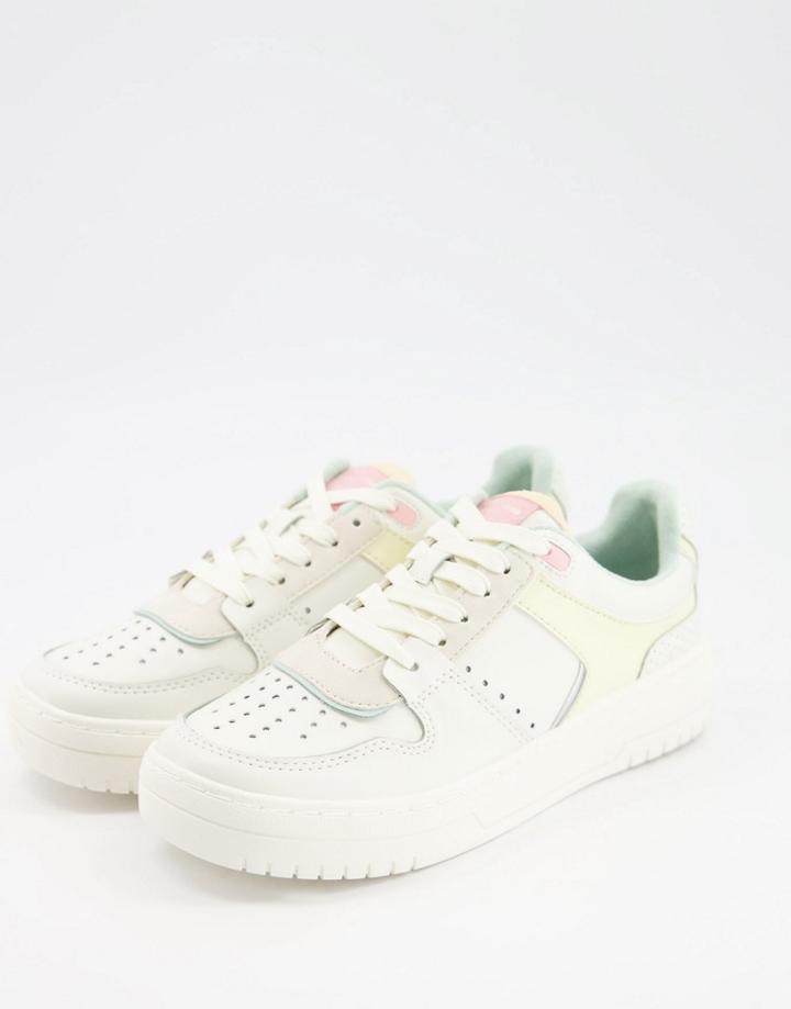 Stradivarius Retro Sports Sneakers In Yellow And White-multi