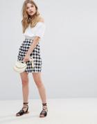 Influence Gingham Skirt With Ruffle - Black