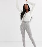 Asos Design Tall Micro Check Skinny Pants With Self Covered Belt - Multi