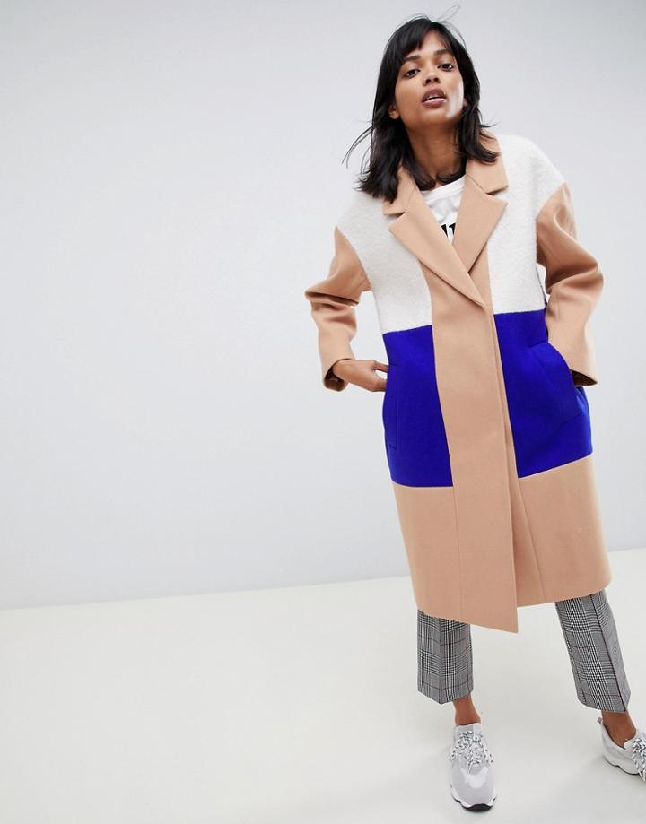 Asos Design Color Block Coat-multi