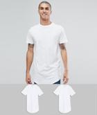 Jack & Jones Originals 2 Pack Longline T-shirt Save - White