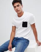 Asos Design T-shirt With Contrast Pocket In White - White