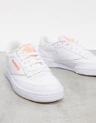 Reebok Club C Sneakers In White With Pink Detail