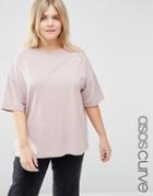 Asos Curve Textured Top In Oversized Boxy Fit - Pink