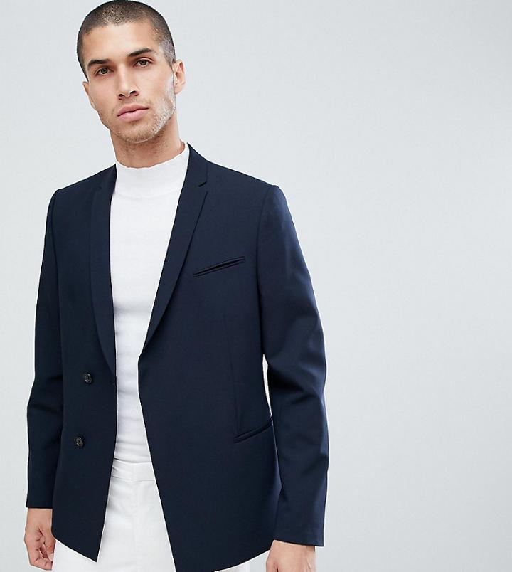 Noak Skinny Double Breasted Blazer - Navy