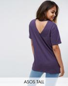 Asos Tall T-shirt With Cutout Back - Purple