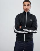 Fred Perry Sport Graphic Taped Track Jacket In Black - Black